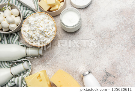 Traditional dairy products providing essential calcium and nutrition Traditional dairy products providing essential calcium and nutrition 135680611