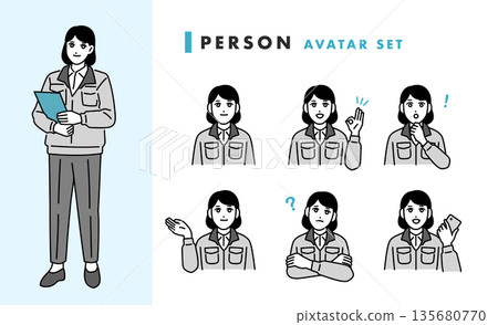 Work clothes female avatar set 135680770