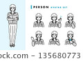 Avatar set of female managers wearing work clothes and helmets 135680773