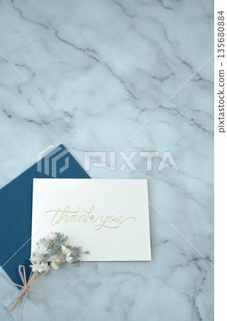 A thank you message card A thank you message card 135680884