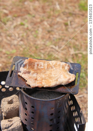 Camping in the daffodil-filled lakeside green space on the shores of Lake Biwa, Shiga Prefecture 135681023