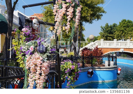Little Venice in Thailand.The streets of old Venice in flowers. 135681136