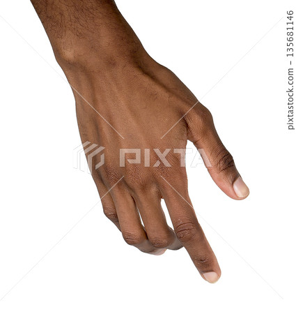 Finger touching downward in pointing gesture, index extended to press or select in interactive Finger touching downward in pointing gesture, index extended to press or select in interactive 135681146