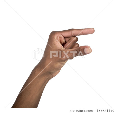 Fingers holding invisible object between thumb and index, gesture of presentation or measurement, Fingers holding invisible object between thumb and index, gesture of presentation or measurement, 135681149