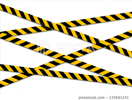 Set of warning tapes isolated on white background. Yellow with black police line and danger tape. Vector illustration. 135681241
