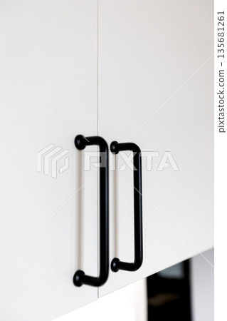 Kitchen white cabinets and with black handles Kitchen white cabinets and with black handles 135681261