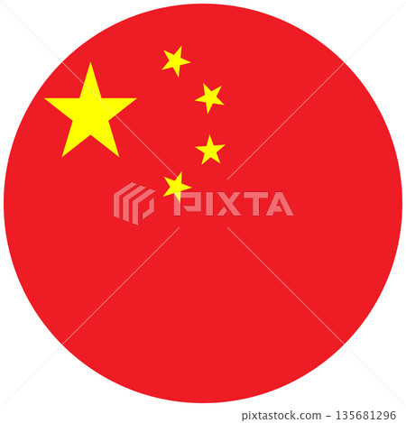 Circular China Flag Icon for National Day and Travel Concept 135681296