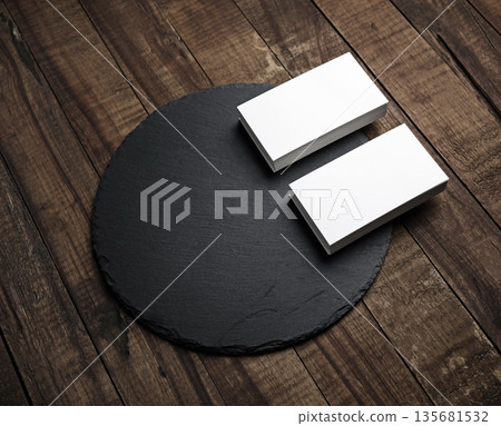 Business cards and slate plate Business cards and slate plate 135681532