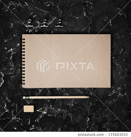 Kraft notepad, pencil, eraser Kraft notepad, pencil, eraser 135681632