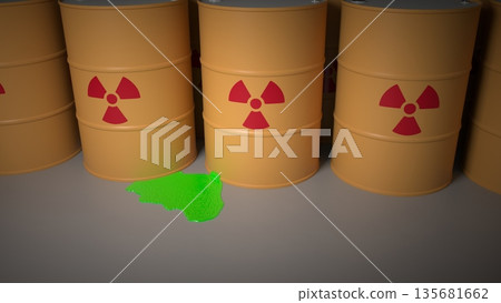 Drum from which hazardous substances quietly flow Drum from which hazardous substances quietly flow 135681662