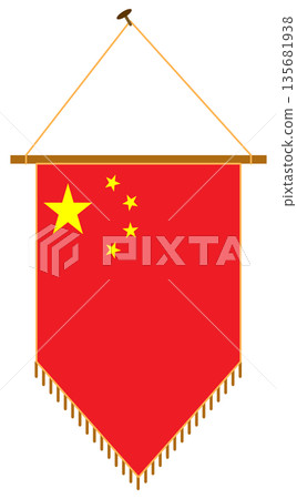 Vertical Chinese Pennant with Gold Tassels for National Day and Official Decoration Vertical Chinese Pennant with Gold Tassels for National Day and Official Decoration 135681938