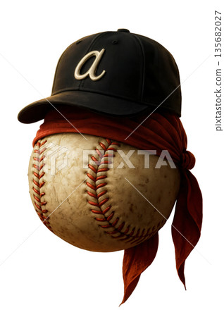 This image is likely a creative representation of a baseball and cap This image is likely a creative representation of a baseball and cap 135682027