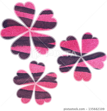 美麗的水彩花圖示圖像插圖 135682109