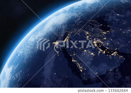 Earth at night. Middle East. 135682684