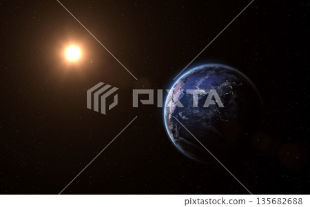 Planet Earth and Sun. Planet Earth and Sun. 135682688