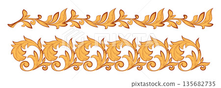 Golden baroque frame ornaments set Golden baroque frame ornaments set 135682735