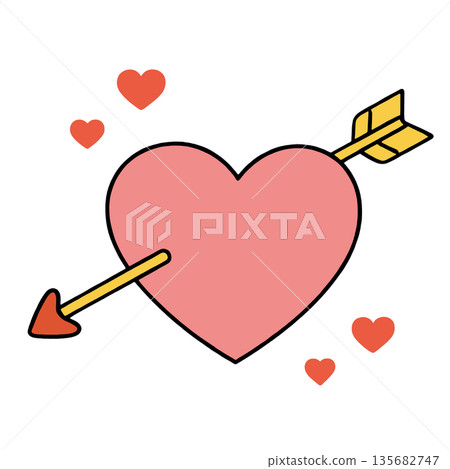 Heart arrow love romance affection cute cartoon red Heart arrow love romance affection cute cartoon red 135682747