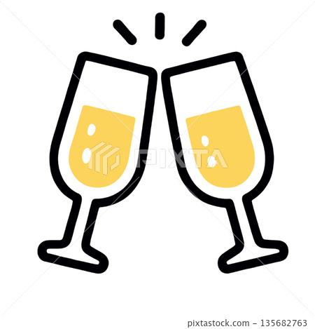 Champagne glass celebration toast party drink festive cheers icon happiness Champagne glass celebration toast party drink festive cheers icon happiness 135682763