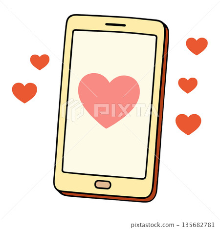 Smartphone heart love digital communication romance cute cartoon 135682781