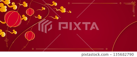 Chinese red envelope design with golden pattern 135682790