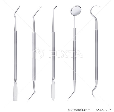 3D dental care tools set isolated on white 3D dental care tools set isolated on white 135682796
