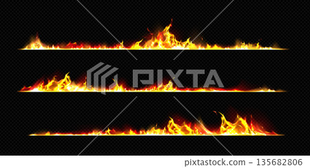Burning edge set with fire and smoke 135682806