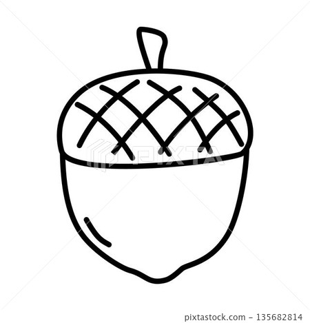 acorn Doodle Line coloring page, autumn, seed acorn Doodle Line coloring page, autumn, seed 135682814