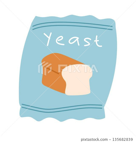 Dry Yeast Packet with Bread Icon Dry Yeast Packet with Bread Icon 135682839