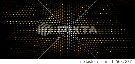 Golden halftone shimmering pattern on black Golden halftone shimmering pattern on black 135682877