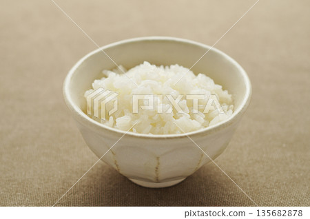White rice served in a bowl 135682878