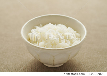 White rice served in a bowl White rice served in a bowl 135682879