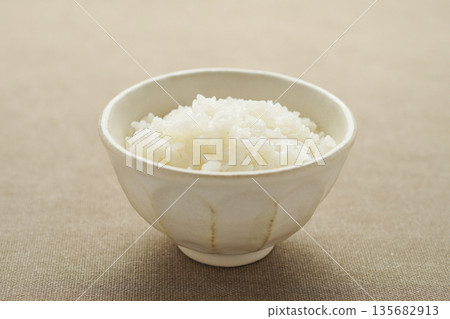 White rice served in a bowl 135682913