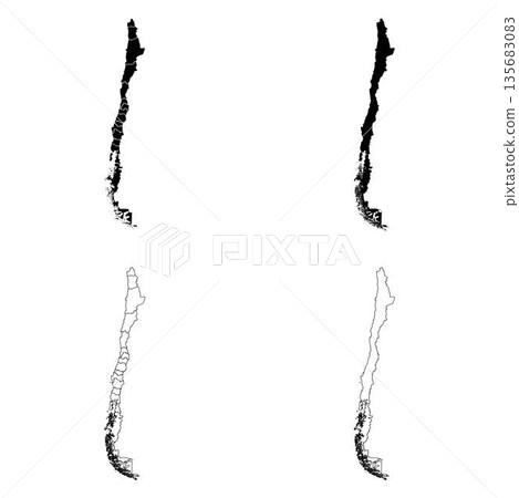 Chile Outline and Solid Fill Map Set. 135683083