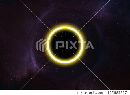 Black hole or fantasy circle portal. Galaxy. Black hole or fantasy circle portal. Galaxy. 135683217