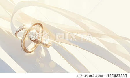 鑽石戒指和白色背景 鑽石戒指和白色背景 135683235