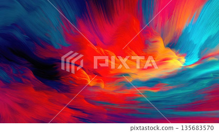 Vibrant Abstract Fluid Waves in Red, Blue and Yellow Creating Dynamic Modern Art Background Vibrant Abstract Fluid Waves in Red, Blue and Yellow Creating Dynamic Modern Art Background 135683570
