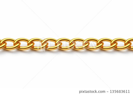 Luxury Gold Chain Necklace Isolated on White Background with Studio Lighting Luxury Gold Chain Necklace Isolated on White Background with Studio Lighting 135683611
