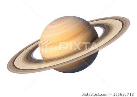 Realistic Illustration of Saturn Planet with Rings Isolated on White Realistic Illustration of Saturn Planet with Rings Isolated on White 135683718