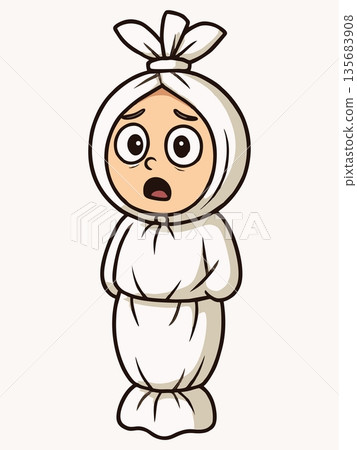 Angry Cartoon Wrapped Ghost Character 135683908
