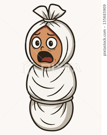 Angry Cartoon Wrapped Ghost Character 135683909
