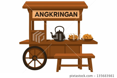 Vector illustration of angkringan, a traditional food and drink cart 135683981