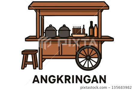 Vector illustration of angkringan, a traditional food and drink cart 135683982