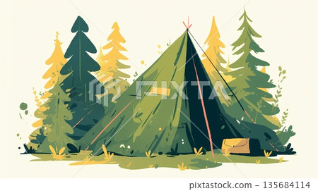 營地帳篷的插圖 135684114