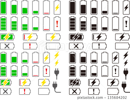 雙色電池圖標 雙色電池圖標 135684202