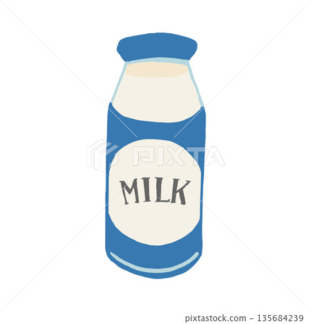 Hand-drawn illustration of a milk bottle 135684239