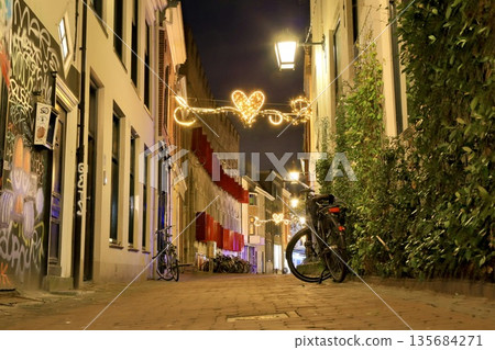 Utrecht back alley at night Utrecht back alley at night 135684271