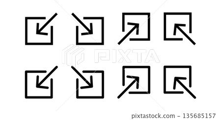Open In New Window Icons Set With External Link Arrows Inside Square Frames. Open In New Window Icons Set With External Link Arrows Inside Square Frames. 135685157