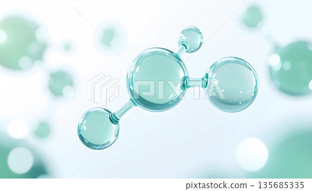 Molecular structure images of beauty ingredients 3D visuals showcasing cutting-edge science and skincare research 135685335