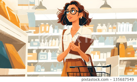 Startup founder observing customer behavior in store 135687549