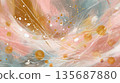 Beige and pink abstract painting, modern background 135687880